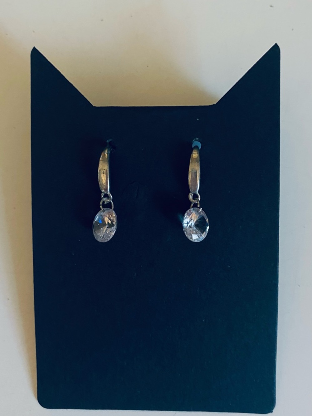 Silver-Tone Clear Crystal Drop Earrings
